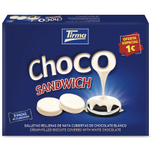 Tirma | Choco Sandwich Doppelkeks gefüllt weißer Schokolade-Überzug 3x 40g (120g) (Gran Canaria)