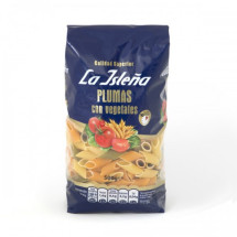 La Isleña | Plumas con vegetables Plumas con vegetables bunte Röhrchennudeln mit Gemüsetanteile 500g (blau)