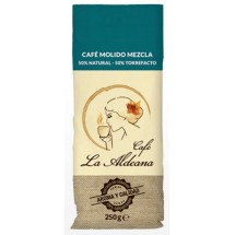 Cafe la Aldeana | Cafe Molido Mezcla 50% Natural 50% Torrefacto gemahlener Röstkaffee 250g Tüte angebaut auf Gran Canaria