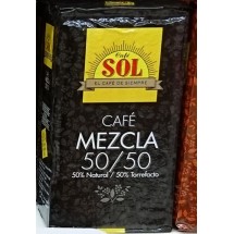 Café Sol | Mezcla molido 50% Natural / 50% Torrefacto gemahlener Röstkaffee Verschnitt 250g Karton (Gran Canaria)