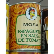 Mosa | Espaguetis en Salsa de Tomate Spaghetti in Tomaten Sauce Konserve 250g netto 425ml brutto (Gran Canaria)