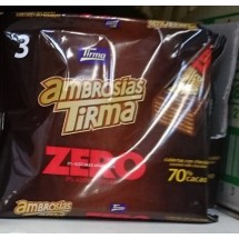 Tirma | Ambrosias Zero 0% Sugar 70% Waffelriegel mit dunkler Schokolade 3 Stück 64,5g (Gran Canaria)