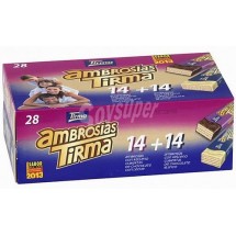 Tirma | Ambrosias Tradicional Chocolate Waffelriegel mit Schokolade 28 Stück (14+14 weiß und Vollmilch) 616g (Gran Canaria)