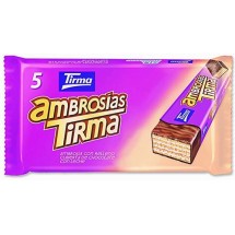Tirma | Ambrosias Tradicional Chocolate Waffelriegel mit Schokolade 5 Stück 129g (Gran Canaria)